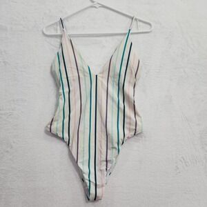 Raisins Swimsuit Womens M Multicolor Lola Stripe Printed Golden Cheeky One-Piece